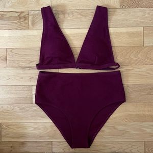 Burgundy Zaful 2 piece high waisted bathing suit